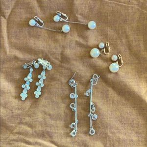 Pearl and crystal earrings 4 pairs